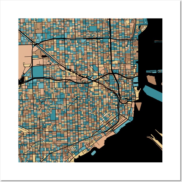 Miami Map Pattern in Mid Century Pastel Wall Art by PatternMaps